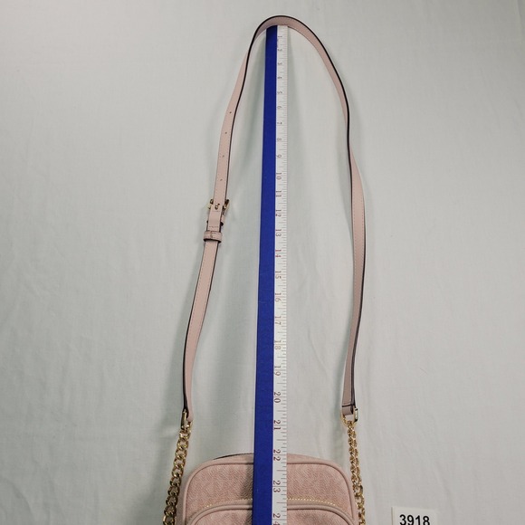 Michael Kors Pink Signature Logo Jet Set Camera Crossbody Bag Gold Chain Strap - Picture 4 of 12